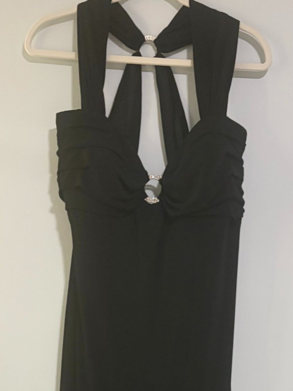 NWT Betsy & Adam Black Halter Evening Gown Formal Dress 18W